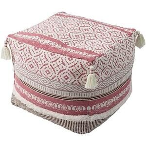 Blue Page NWT Boho Tufted Decorative Unstuffed Pouf 18"x18"x16" Pink